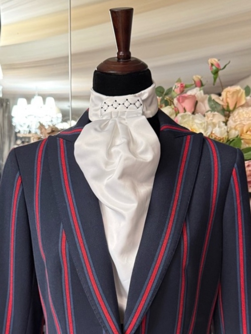 Anne Klein Navy Blazer with Red and Light Blue Stripes
